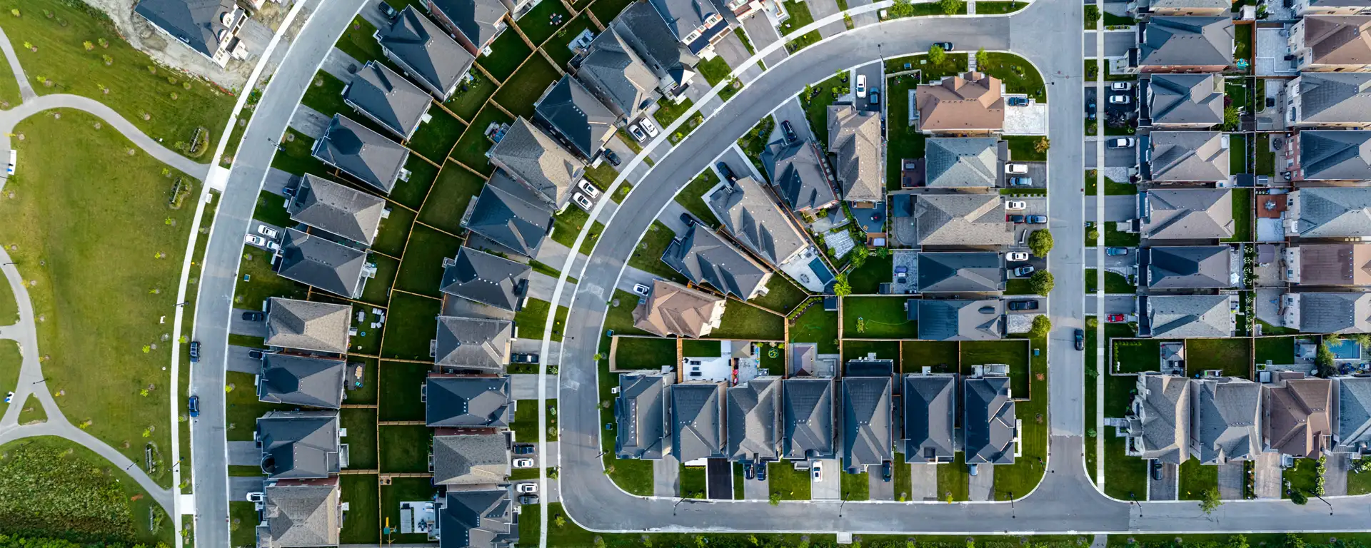 Aerial view of residential area