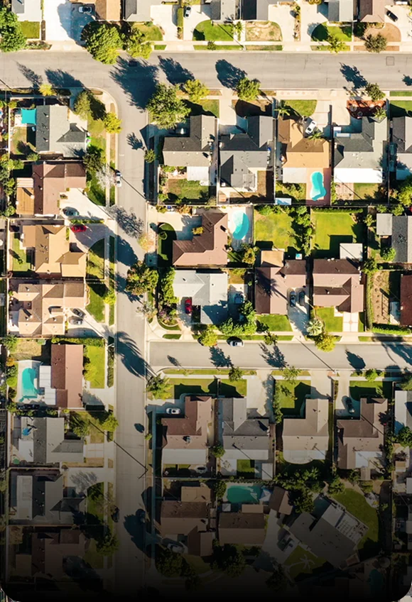 Aerial view of neighborhood