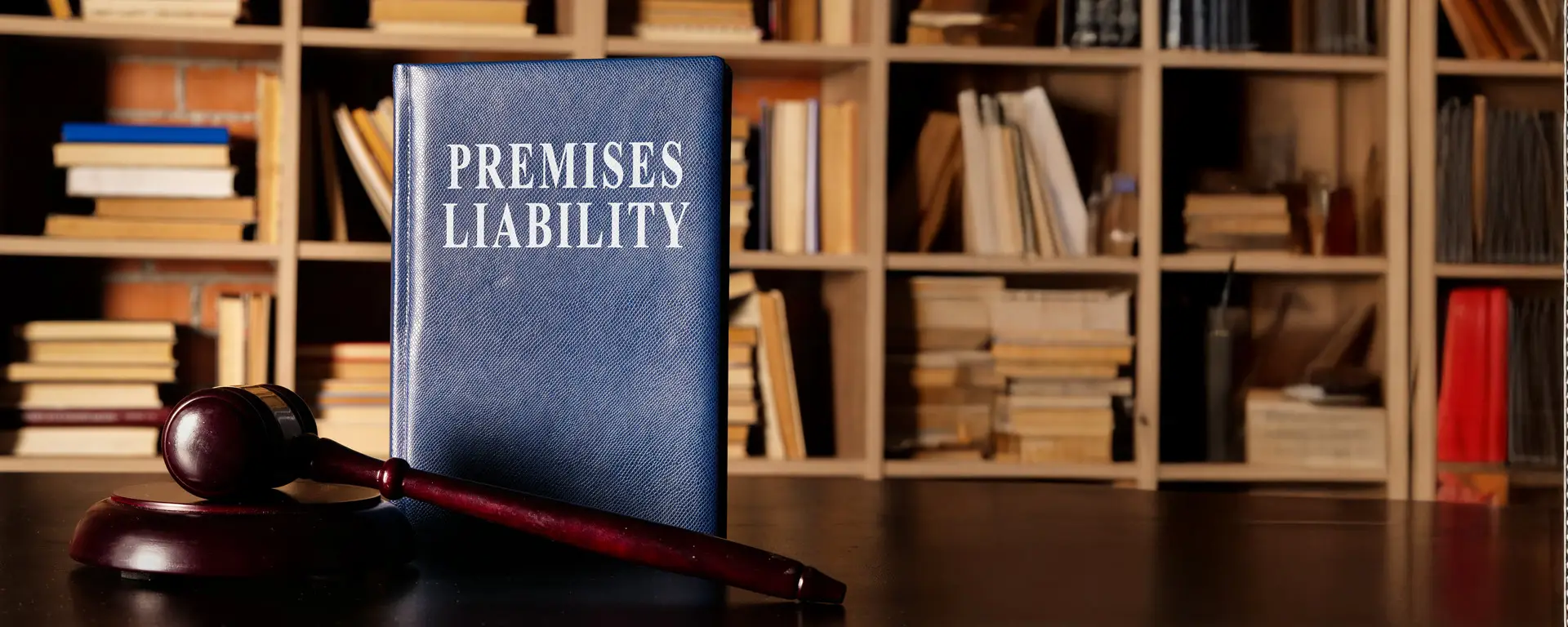 Premises liability book behind gavel